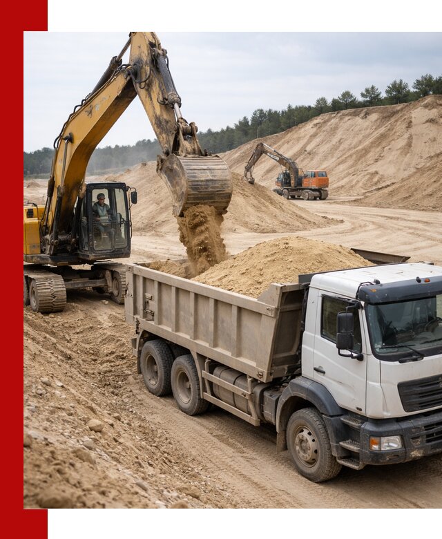 Доставка карьерного песка с самосвалами и разгрузкой в Вольске