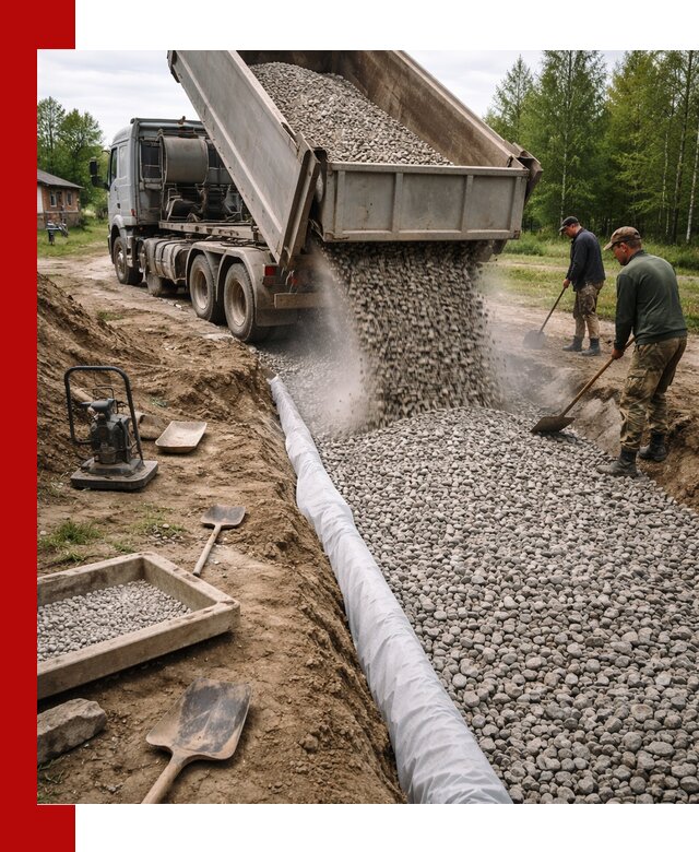 Гравий для дренажа с доставкой в Вольске качественный и недорогой