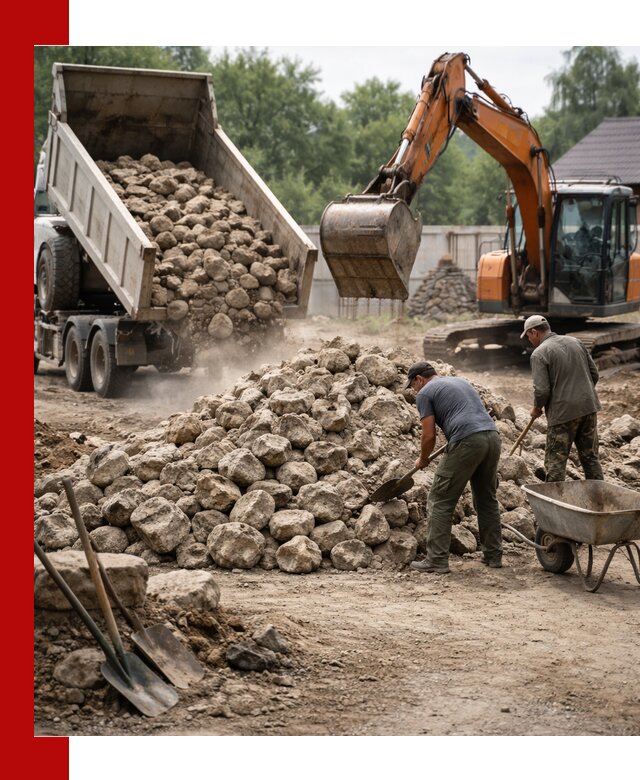 Доставка и разгрузка бутового камня в Вольске