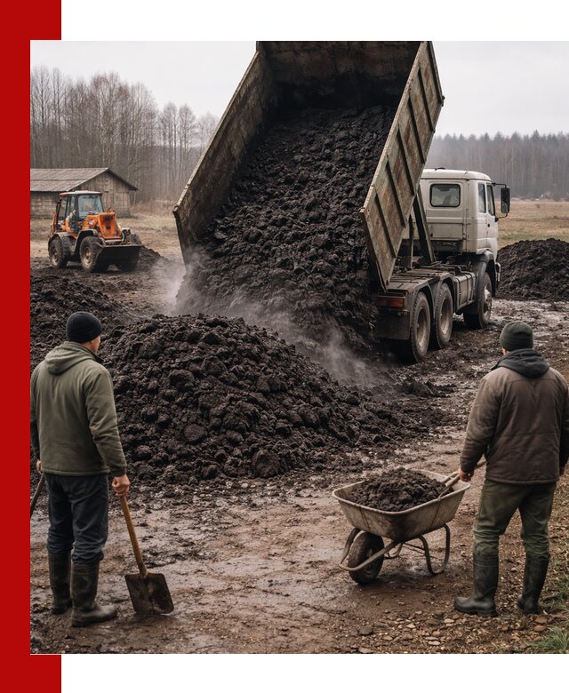 Доставка низинного торфа с разгрузкой и доставкой в Вольске