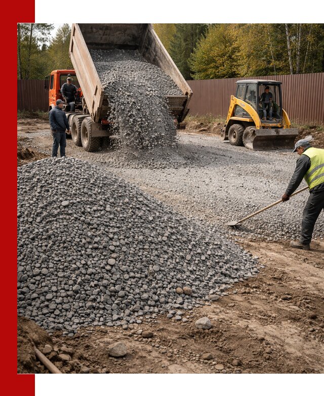 Отсыпка участка щебнем с доставкой и уплотнением в Вольске